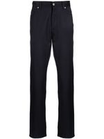 Zegna pantalon slim en laine à patch logo - Bleu