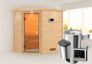 Karibu | Jella Sauna met Dakkraag | Kachel 3,6 kW Externe Bediening