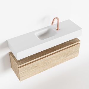 Toiletmeubel Mondiaz Andor | 100 cm | Meubelkleur Washed oak | Lex vrijhangend wastafel Talc Midden | 1 kraangat