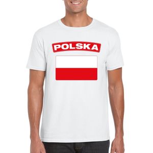 T-shirt met Poolse vlag wit heren