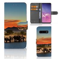Samsung Galaxy S10 | Telefoonhoesje | Met pasjeshouder | Olifanten