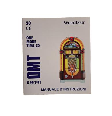 Wurlitzer One More Time K99/F91 CD Jukebox Operating Instructions Manual - Italian