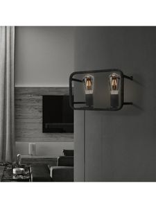 Wandlamp Weave 30/15/20cm, Zwart, Muurlamp gemaakt van metaal, geschikt voor E27 LED lichtbron, wandlamp geschikt voor woonkamer, slaapkamer