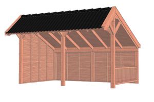 Tijdelijk 15% korting | Trendhout Kapschuur De Heerd 500x425 cm - Combinatie 1- Kapschuurdak- Onbehandeld lariks Douglas hout- Trendhout
