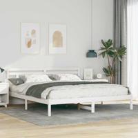 Bedframe met hoofdeinde Wit 180 x 200 cm Massief grenenhout