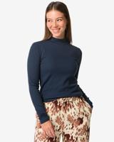 HEMA Dames T-shirt Clara Rib Blauw (blauw)
