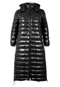 Yoek Puff jas met capuchon | Zwart | Maat 46/48