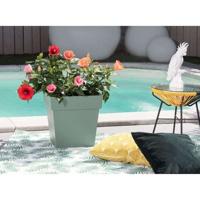 EDA PLASTIQUE - Toscane vierkante bloempot - 32 x 32 x H 32 cm - 22 L - Lauriergroen
