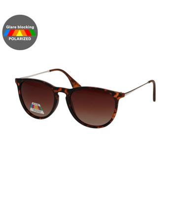 Spectrum polarized zonnebril rond tortoise goud bruin dames