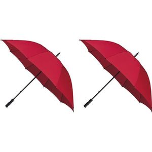 2x Golf stormparaplus rood windproof 130 cm