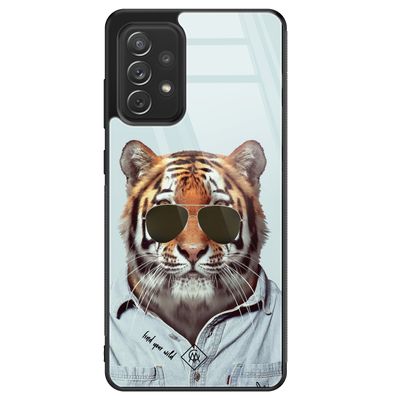 Samsung Galaxy A52 glazen hardcase - Tijger wild