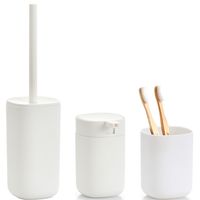 Badkamer accessoires set 3-delig - kunststof - wit - modern design - thumbnail