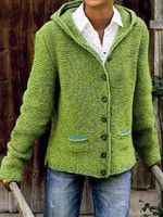 Hooded Buttoned Knitted Sweater coat