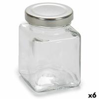 Blik Transparant Zilverkleurig Metaal Glas 100 ml 5,6 x 7,6 x 5,6 cm (6 Stuks) - thumbnail