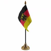 Vlag Duitsland tafelvlaggetje - 10 x 15 cm - met gouden standaard - Hoogte 27 cm