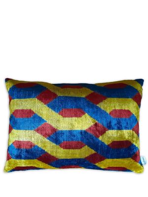 Les-Ottomans coussin en velours à imprimé géométrique - Multicolore