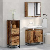 Badkamermeubelset 3 pcs Oud hout 65 x 33 x 60 cm Bewerkt hout
