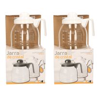 2x stuks theepot/koffiepot met witte deksel en handvat 1 liter