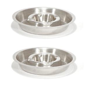 RVS asbak rond 16 cm - 2x - Hotelasbak - Horeca/terras/tafel asbakken