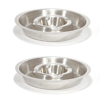 RVS asbak rond 16 cm - 2x - Hotelasbak - Horeca/terras/tafel asbakken