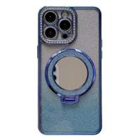 iPhone 15 Pro Max Glam Magnetisch Hybride Hoesje met Spiegel - Blauw