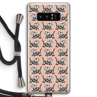 Zwarte poes: Samsung Galaxy Note 8 Transparant Hoesje met koord