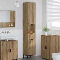 Hoge badkamerkast artisanaal eikenkleurig 31.5 x 33 x 190 cm