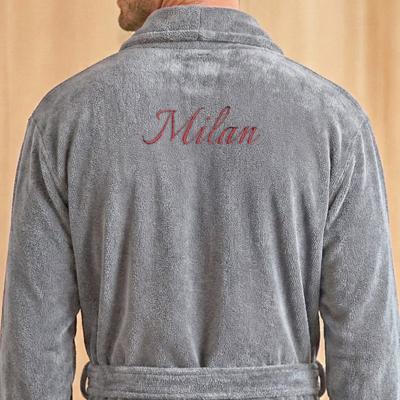 Heren badjas borduren - Grijs - L/XL