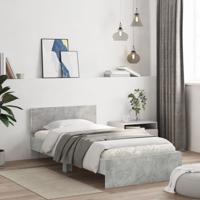 Bedframe met hoofdeinde bewerkt hout betongrijs 100x200 cm