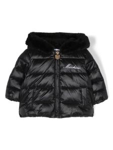 Moschino Kids veste matelassée à logo brodé - Noir