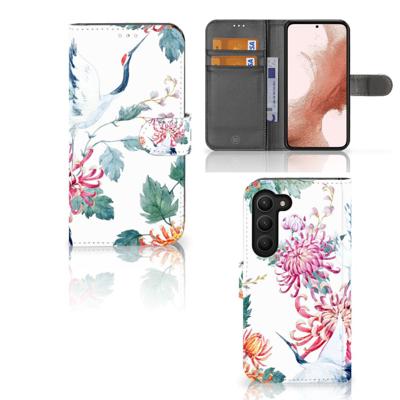 Samsung Galaxy S23 | Telefoonhoesje | Met pasjeshouder | Bird Flowers