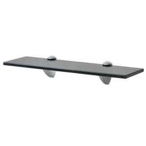 The Living Store Zwevende plank Glas 40 x 10 cm - Zwart - Gehard veiligheidsglas - Zinklegering - 10 kg