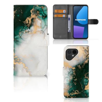 Bookcase voor Fairphone 5 Marmer Groen Bookcase voor Fairphone 5 Marmer Groen