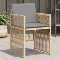 Tuinstoelen 4 st met kussens poly rattan gemengd beige - thumbnail