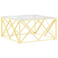 vidaXL Salontafel 80x80x40 cm roestvrij staal en glas - thumbnail