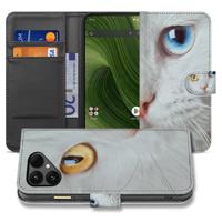 Fairphone 6 | Portemonnee Hoesje Witte Kat Dierenprint