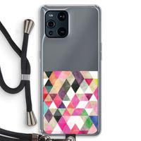 Gekleurde driehoekjes: Oppo Find X3 Transparant Hoesje met koord