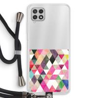 Gekleurde driehoekjes: Samsung Galaxy A22 4G Transparant Hoesje met koord