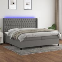 Boxspring met matras en LED stof donkergrijs 200x200 cm