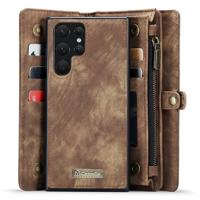 Caseme Samsung Galaxy S22 Ultra hoes - Vintage 2 in 1 portemonnee - Bruin