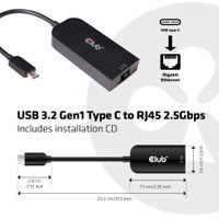Club 3D USB-C 3.2 Gen1 > RJ-45 2.5Gbps adapter 0,16 meter - thumbnail