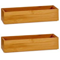 2x Stuks Kast/lade/make-up organizers bamboe hout bakje 23 x 7 x 5 cm