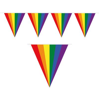 Pride regenboog slinger vlaggenlijn - kunststof - 500 cm - feestartikelen/versieringen - buiten