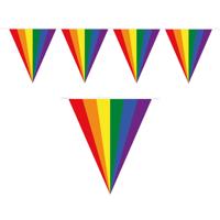 Pride regenboog slinger vlaggenlijn - kunststof - 500 cm - feestartikelen/versieringen - buiten