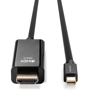 LINDY 36928 DisplayPort-kabel Mini-displayport / HDMI Adapterkabel Mini DisplayPort-stekker, HDMI-A-stekker 3.00 m Zwart