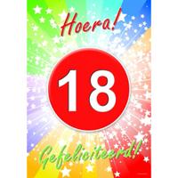 Verjaardag deurposter - 18 jaar - 59 x 42 cm - leeftijd feestartikelen