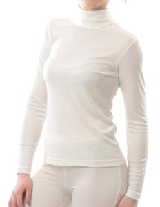 Zijden Dames Rib Colshirt Lange Mouw Alkena Kleur Gebroken wit Maat Extra Large