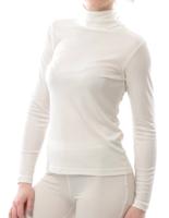 Zijden Dames Rib Colshirt Lange Mouw Alkena Kleur Gebroken wit Maat Extra Large