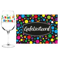 Happy Birthday cadeau glas 65 jaar verjaardag en Gefeliciteerd kaart - thumbnail