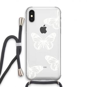 White butterfly: iPhone X Transparant Hoesje met koord